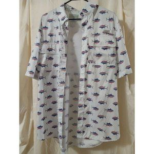 Ocean Coast Ocean Advantage Men's XL Button Down Patriotic Fish Mesh Lining